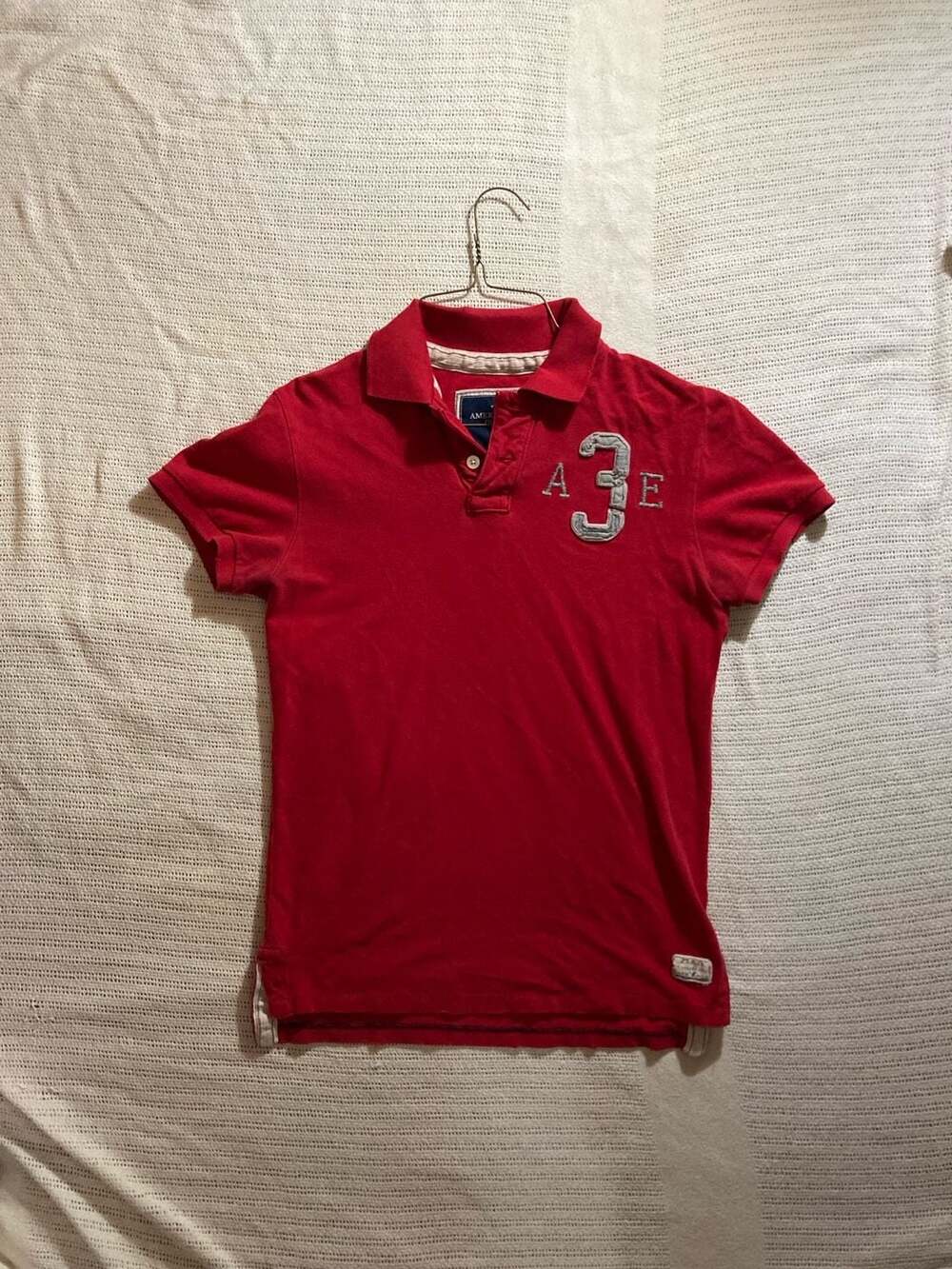 American Eagle Outfitters Red A3E Graphic Polo Shirt